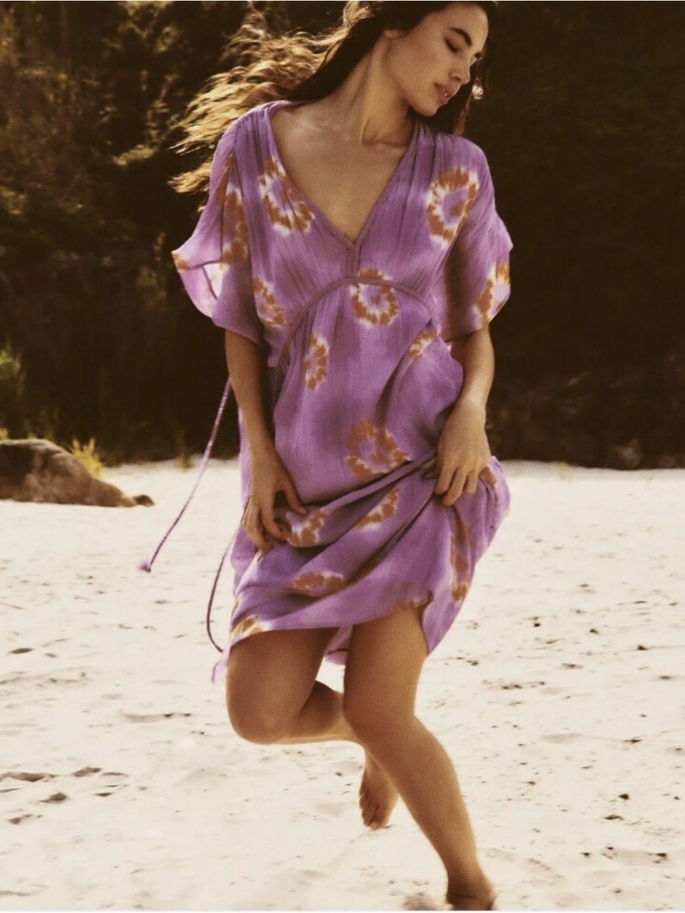 ZARA Women Size XS Lavender Flowy Kaftan Dress